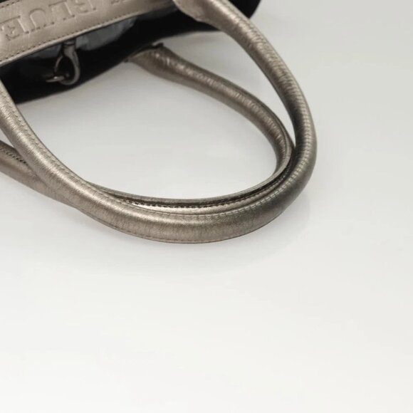 BURBERRY Blue Label Hand Bag Canvas Black Silver Auth - Picture 2 of 16